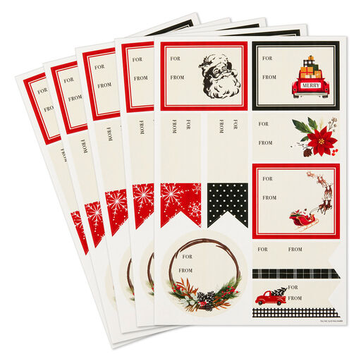 Nostalgic Charm Christmas Gift Tag Stickers, Pack of 45, 