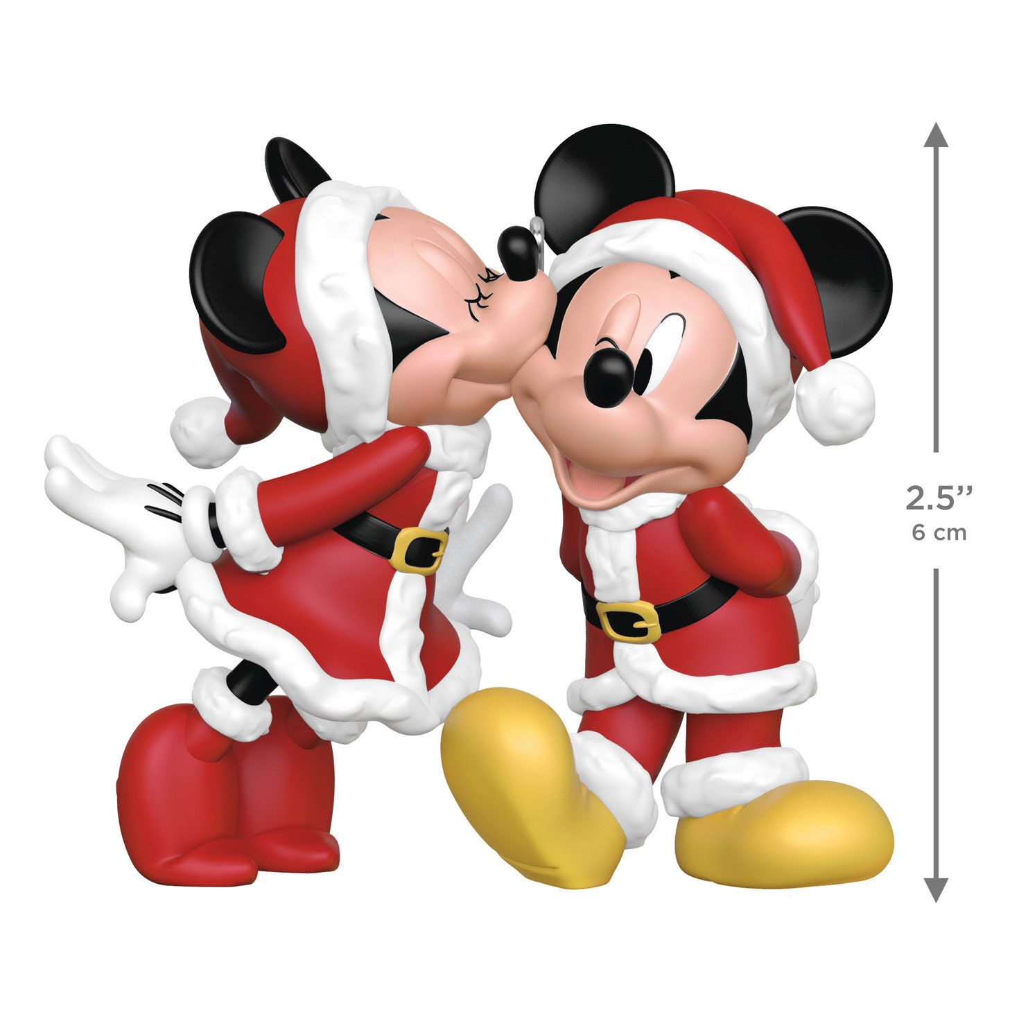 Holiday Minnie Kissing Mickey Keepsake Ornament measurement image number 3