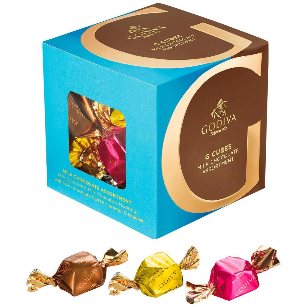 Godiva Milk Chocolate Truffles Assortment G Cube Box, 22 Pieces Candy