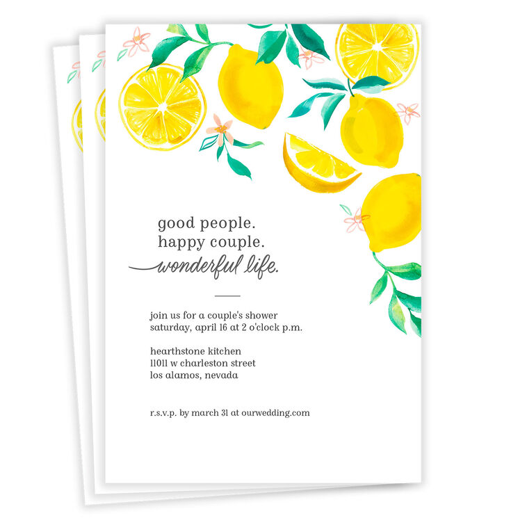 Wonderful Life Lemons Couples Shower Invitation