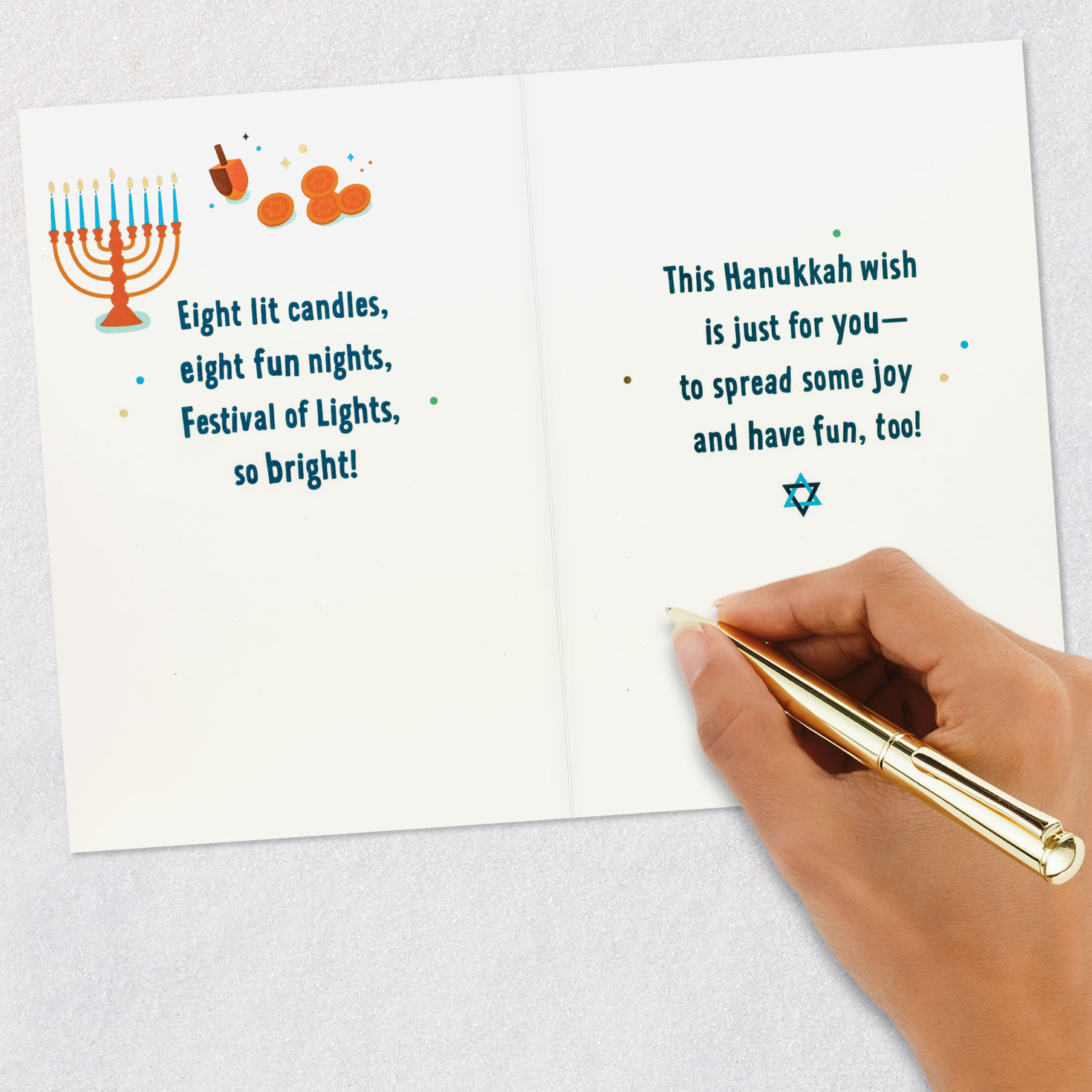 Dreidels and Donuts Poem Hanukkah Card for Kid Signing card image number 7