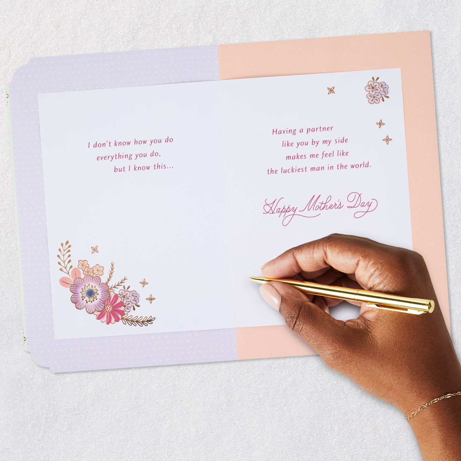 Pink and Peach Flowers with Butterfly Mother's Day Card Signing card image number 7