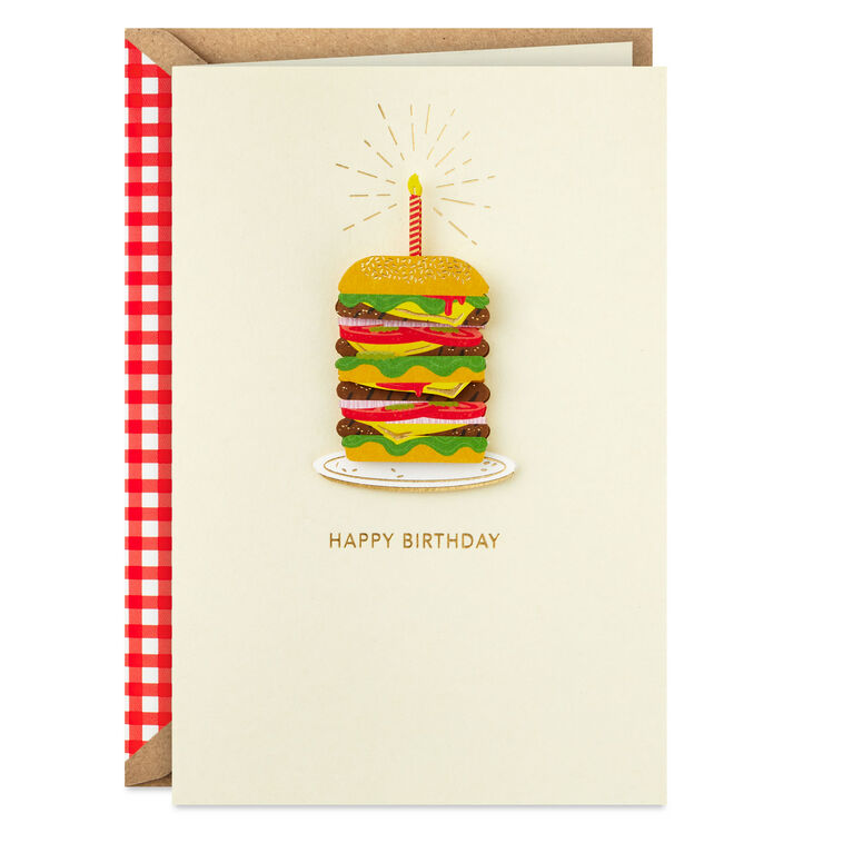 Piled High Cheeseburger Birthday Card