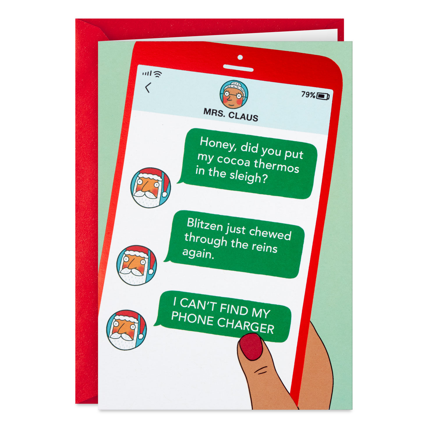 Texting Santa Funny Romantic Christmas Card for Her