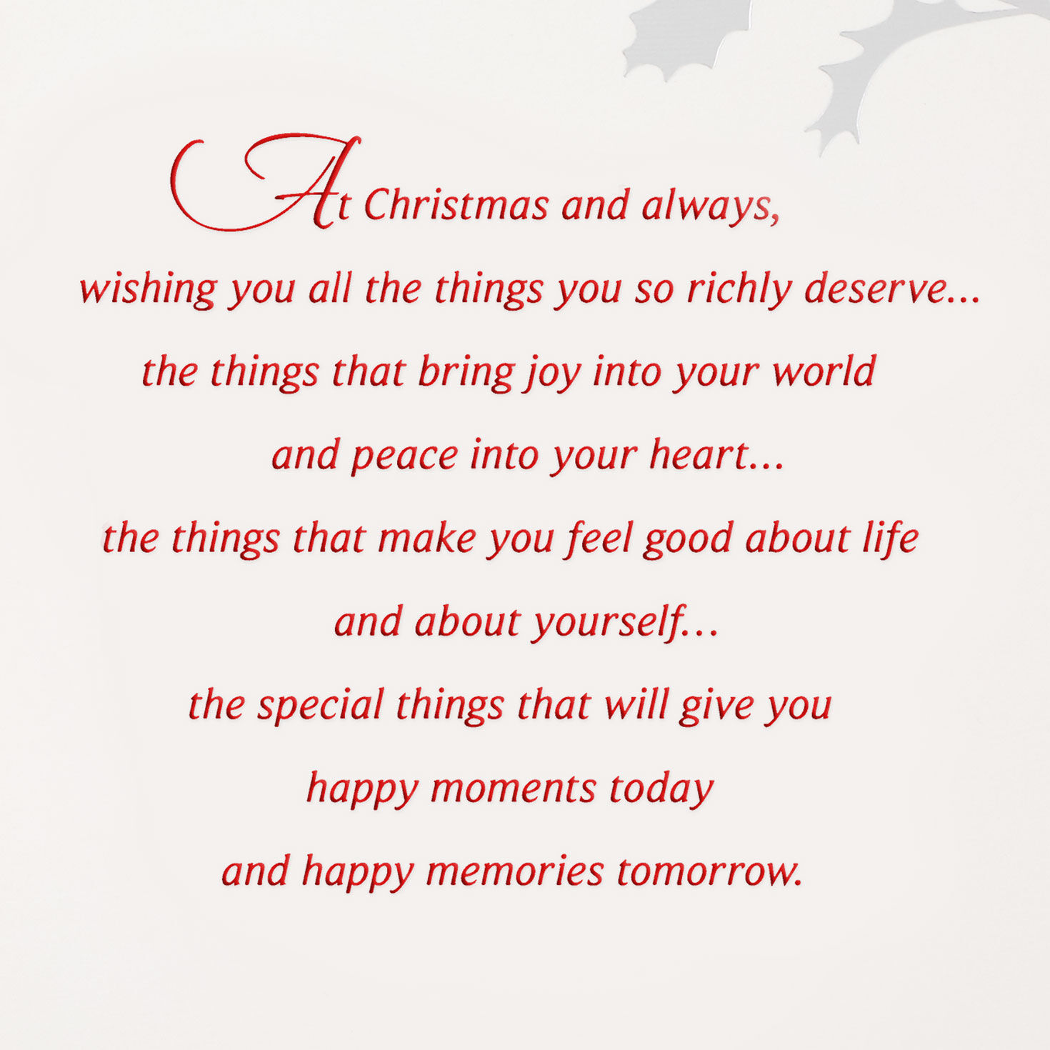 Red Cardinal with Silver Holly Christmas Card for Son Sentiment image number 2
