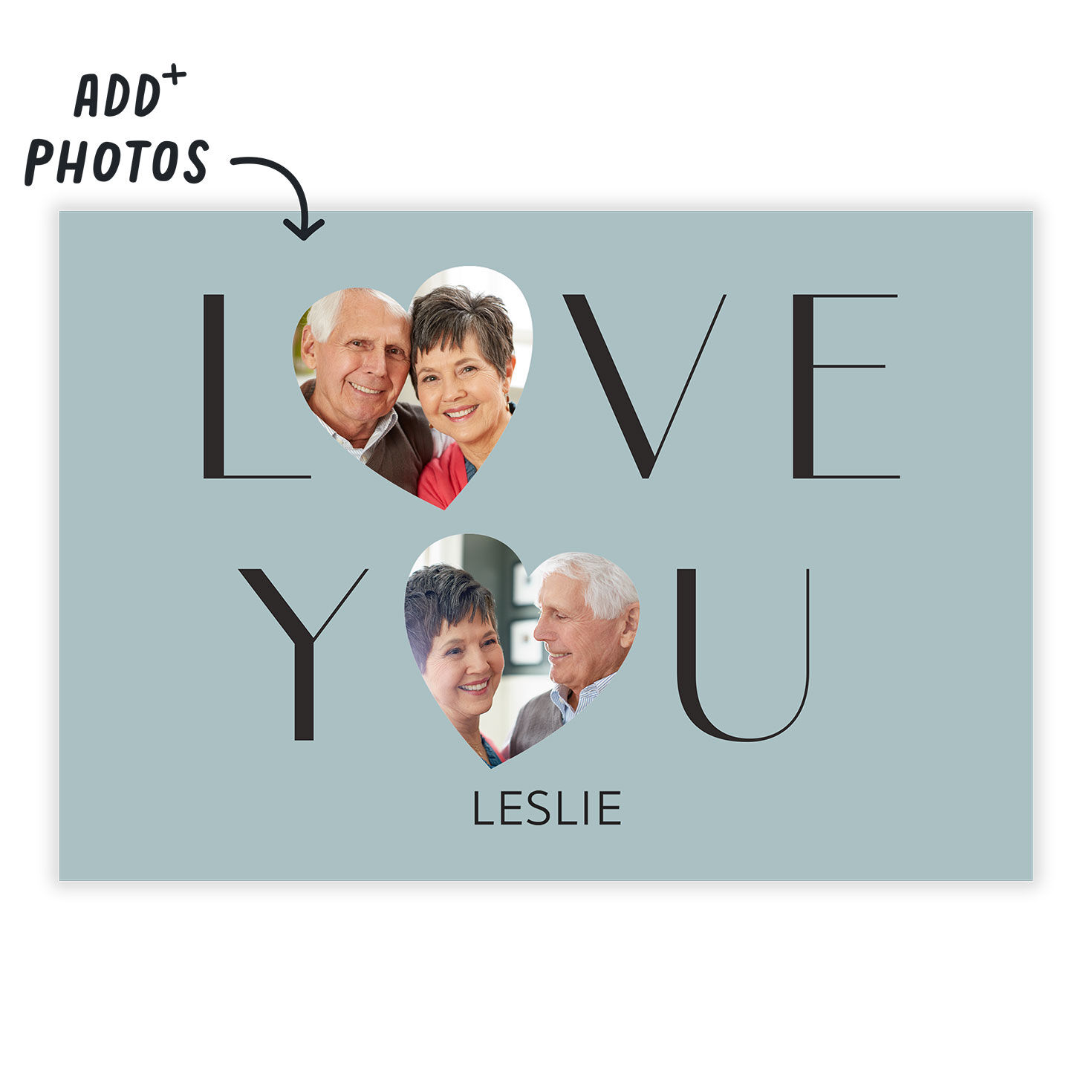 Love You Heart Photos Personalized Love Card Card Front indicating personalization image number 2