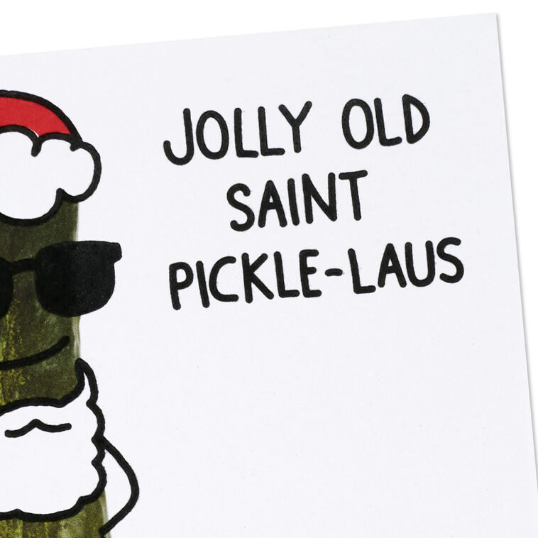 Pickle Santa Claus Cartoon Funny Christmas Card Card Front Detail image number 5
