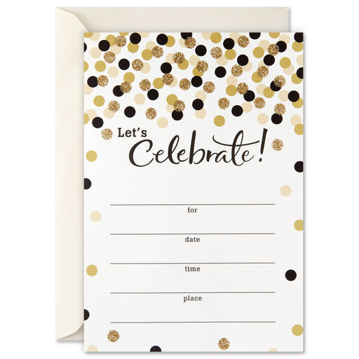 Let's Celebrate Gold Dots Party Invitations, Pack of 20, 