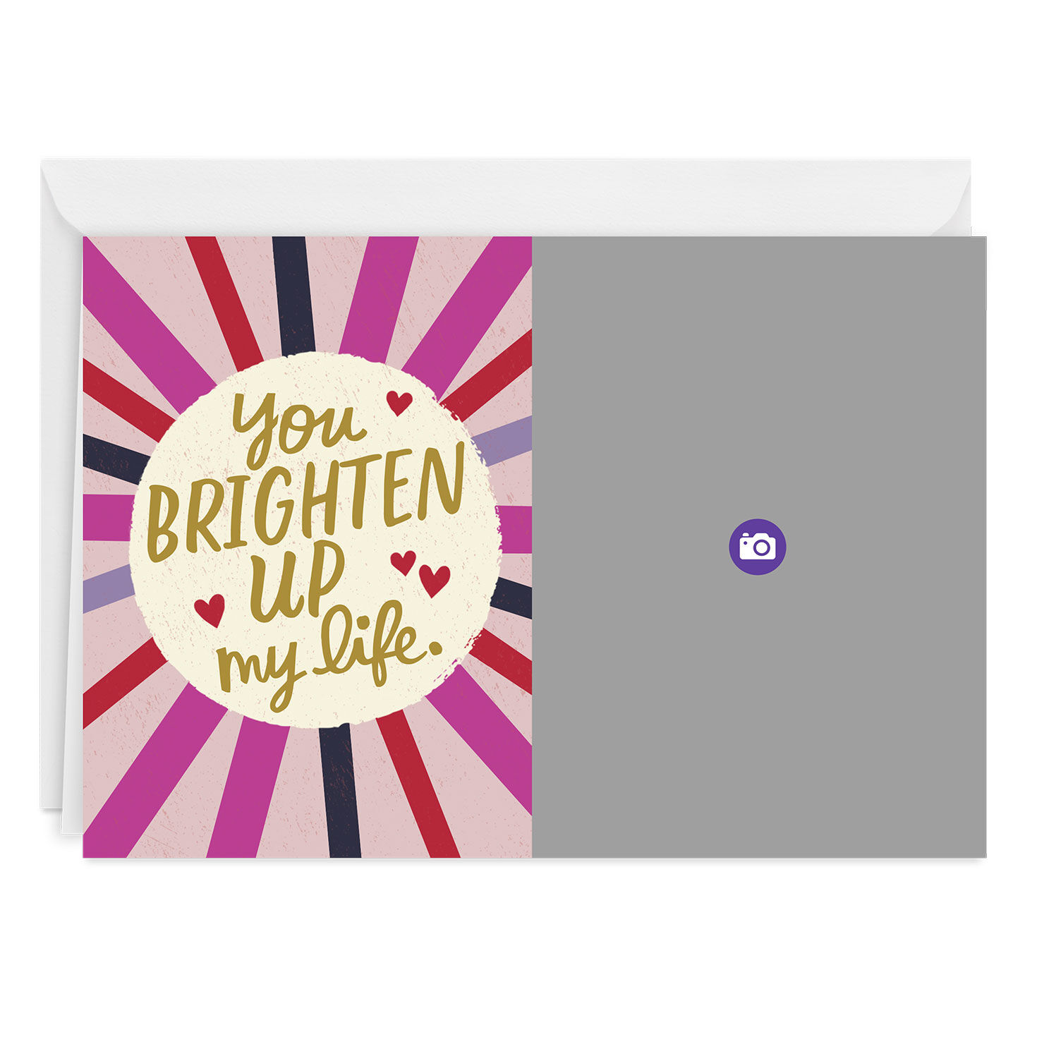 Personalized Bright Rays and Hearts Love Photo Card  image number 3
