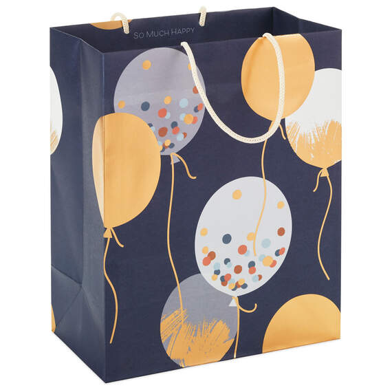 9.6" Patterned Balloons on Blue Medium Gift Bag