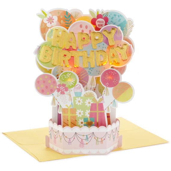 Balloons Musical 3D Pop-Up Birthday Card With Light