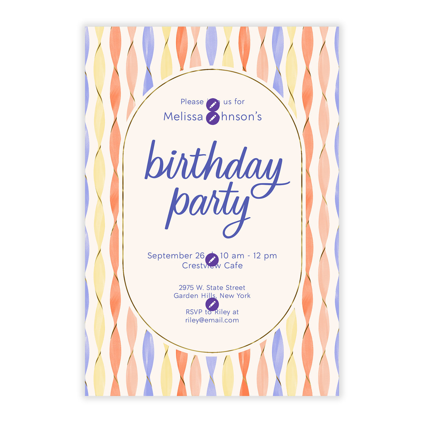 Colored Streamers Personalized Party Invitation front image number 5