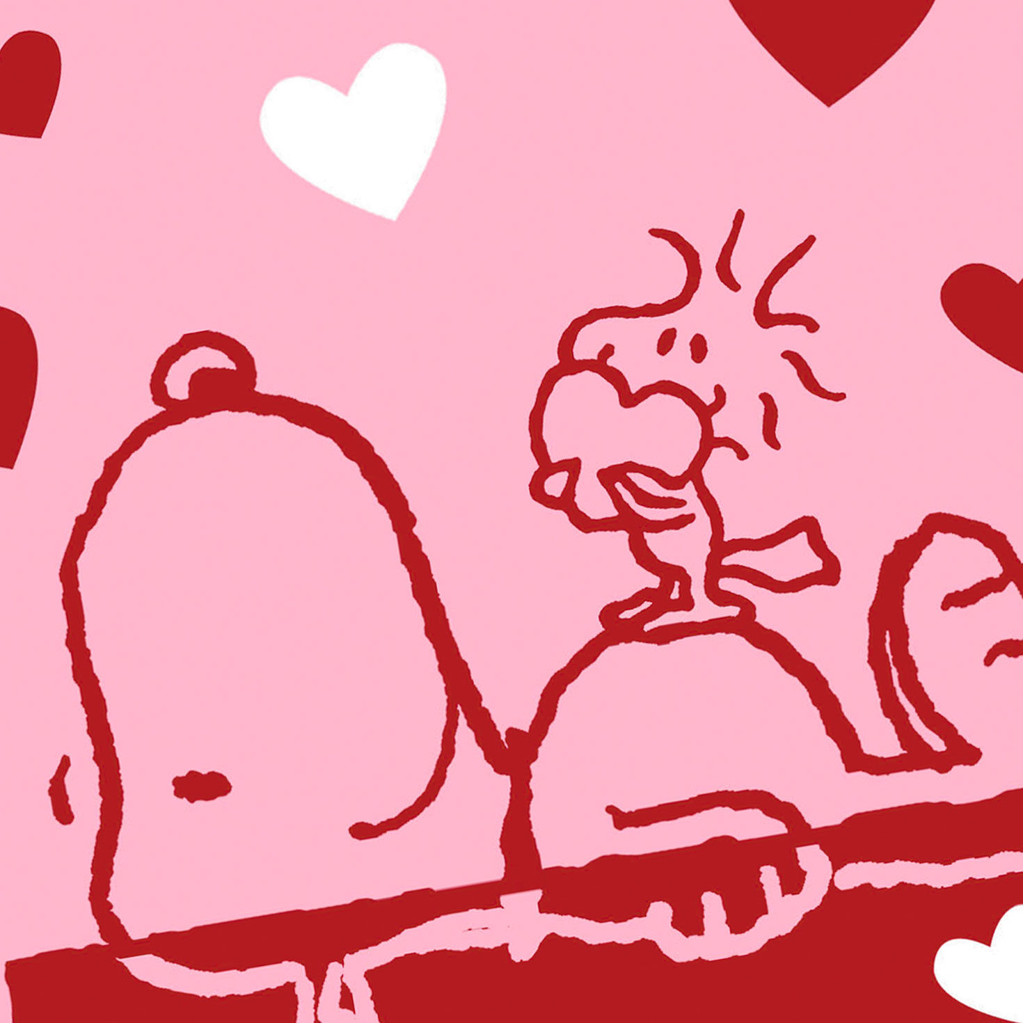 Pink and Red Snoopy and Woodstock Valentine's Day Card Card Front Detail image number 4