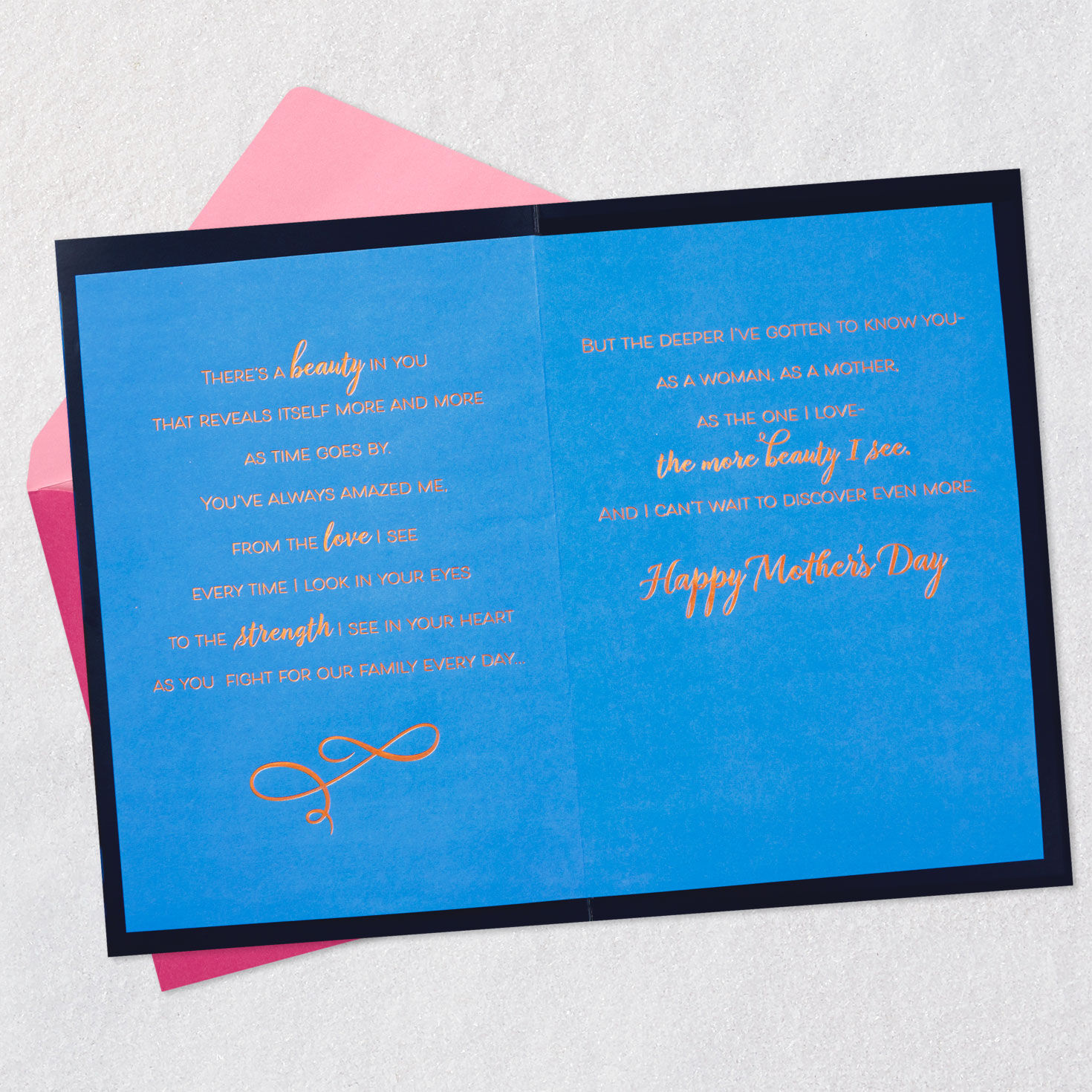 Blue Rose Romantic Mother's Day Card Open card with envelope image number 3