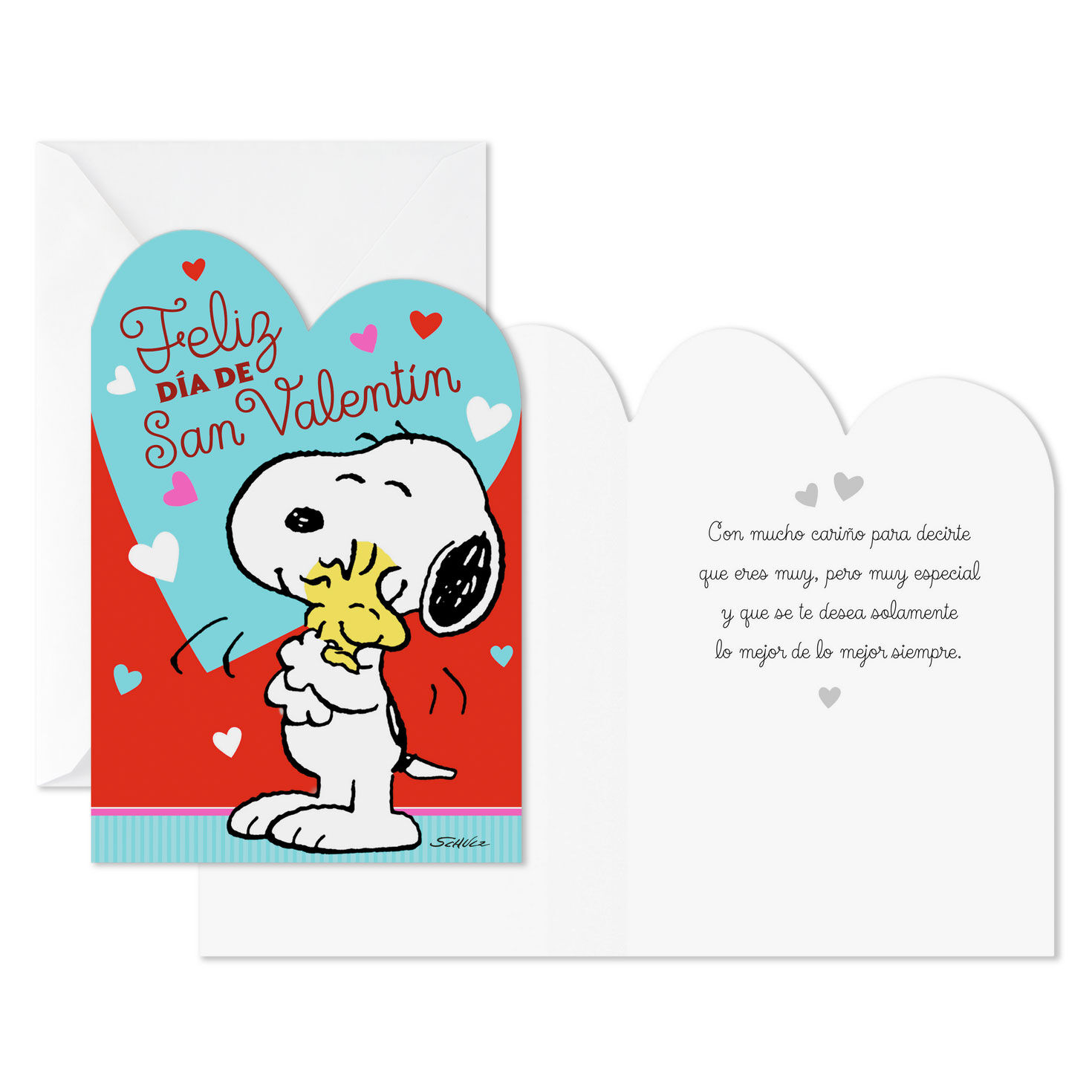Snoopy and Woodstock Spanish Valentine's Day Card Pack Card Front with Sentiment image number 2