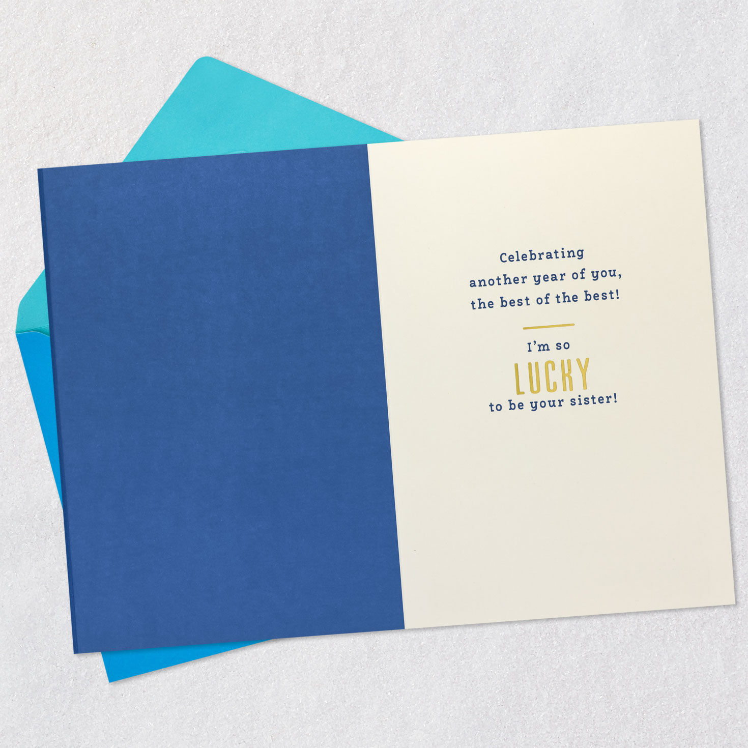 Gold and Blue Ribbon Brother Birthday Card Open card with envelope image number 3