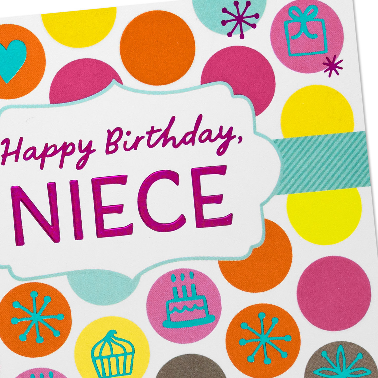 Colorful Dots and B-day Icons Niece Birthday Card Card Front Detail image number 4