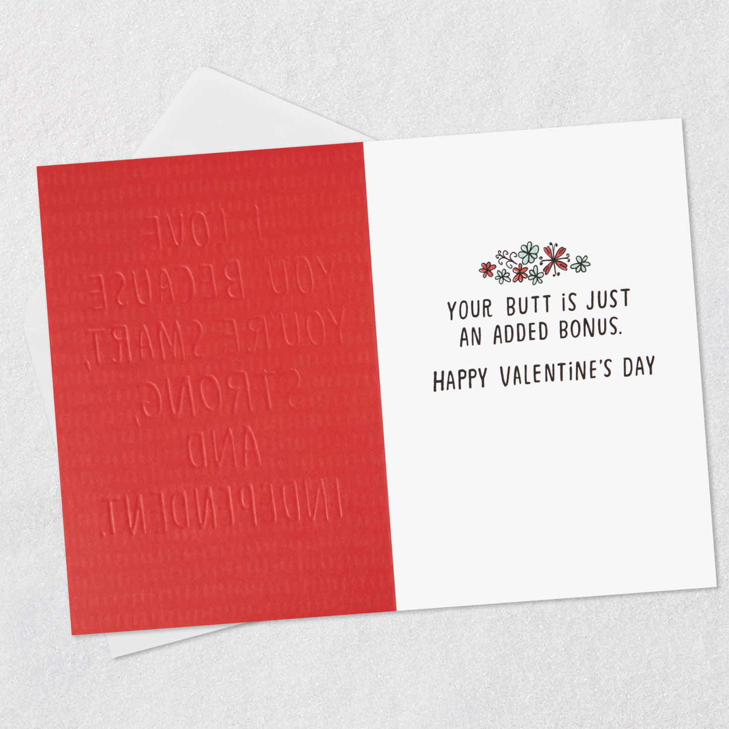Your Butt Is a Bonus Funny Valentine's Day Card Open card with envelope image number 3