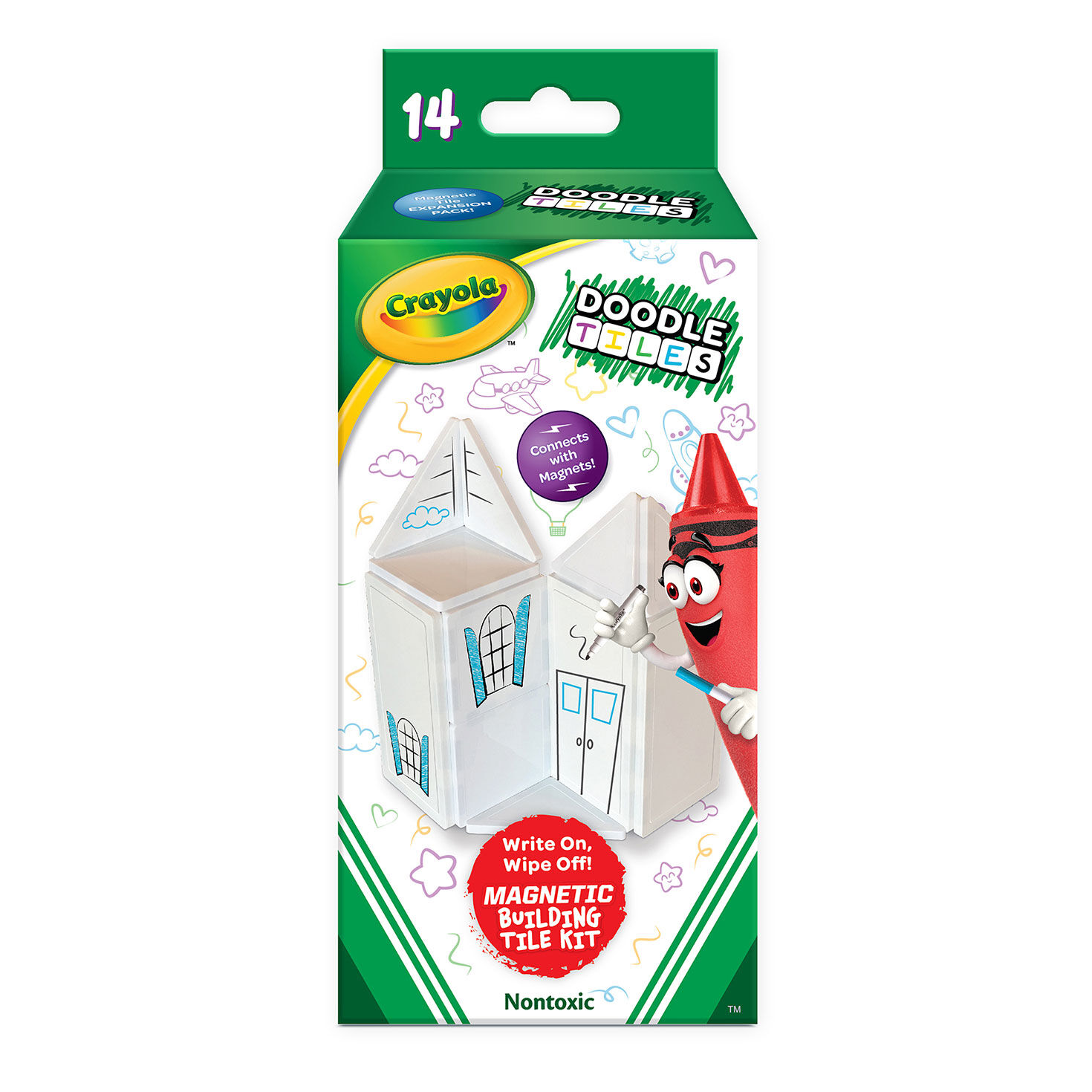 Crayola Doodle Magnetic Tiles Set, 14 pieces, , large image number 1