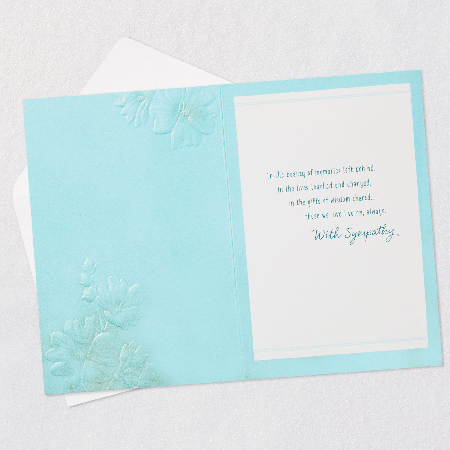 Embossed Wildflowers on Blue Sympathy Card Open card with envelope image number 3