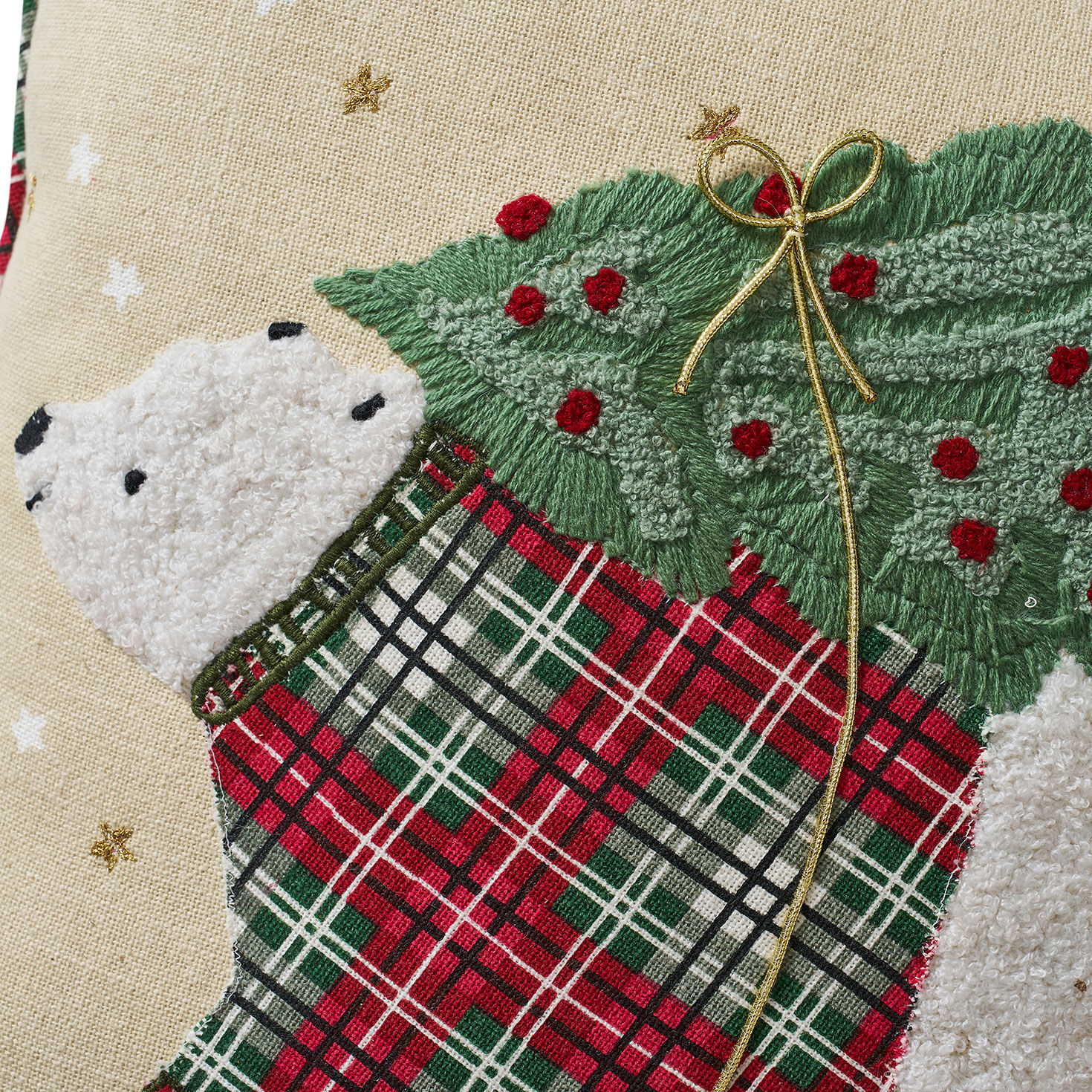 Holiday Polar Bear Square Throw Pillow upclose detail image number 5