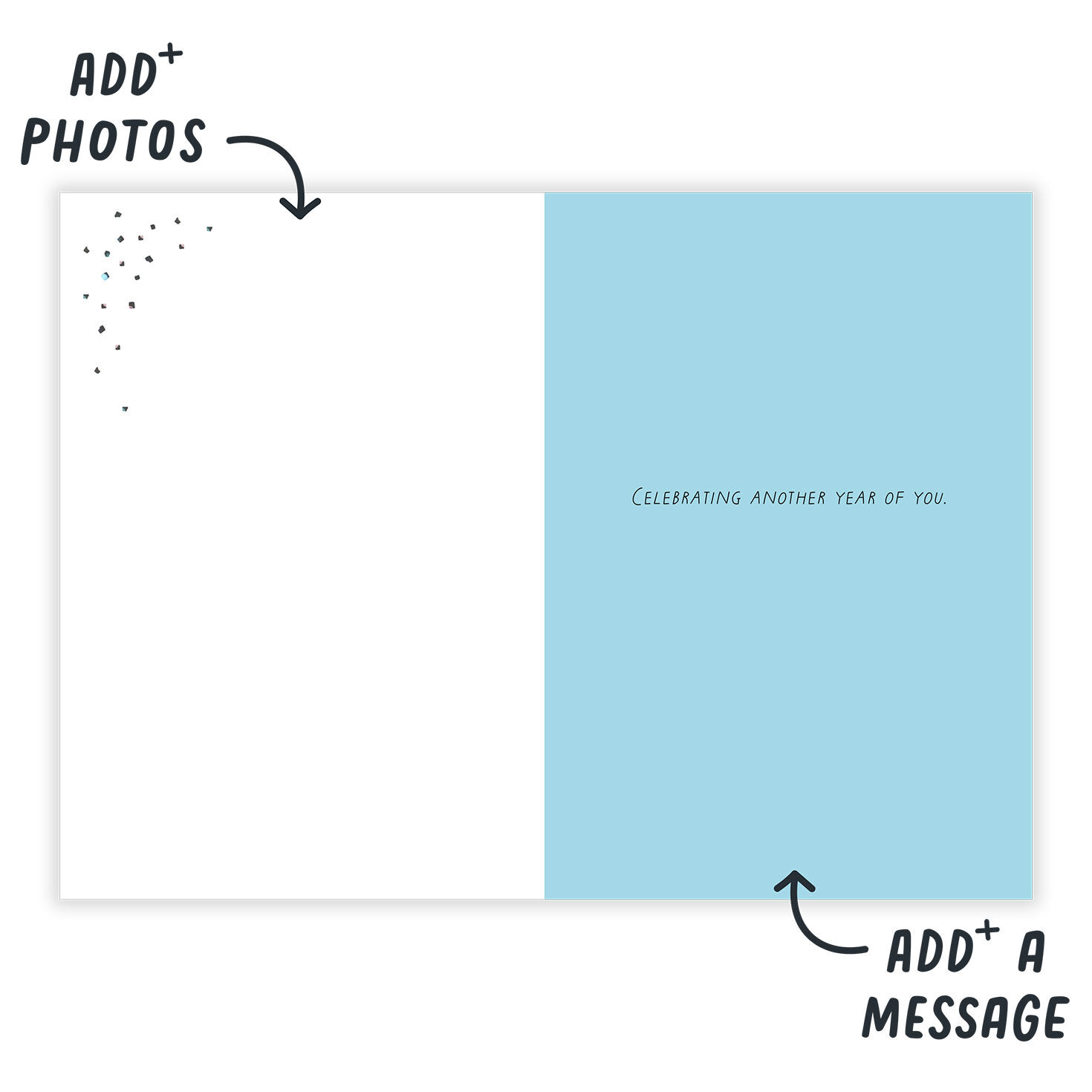 Modern Balloons Personalized Birthday Card Open Card indicating personalization image number 3