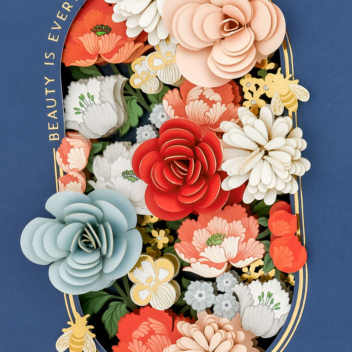Pink, Red and Light Blue Flowers Birthday Card Card Front Detail image number 4