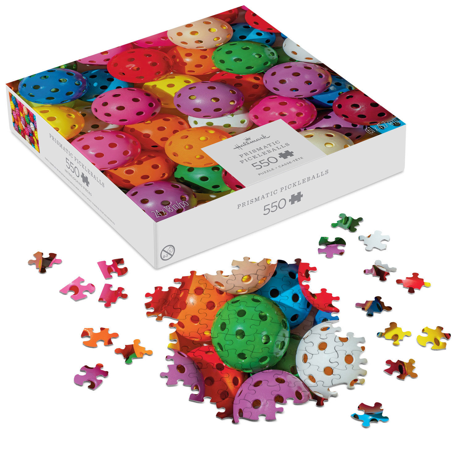 Colorful Pickleballs Jigsaw Puzzle package front with partial puzzle image number 2