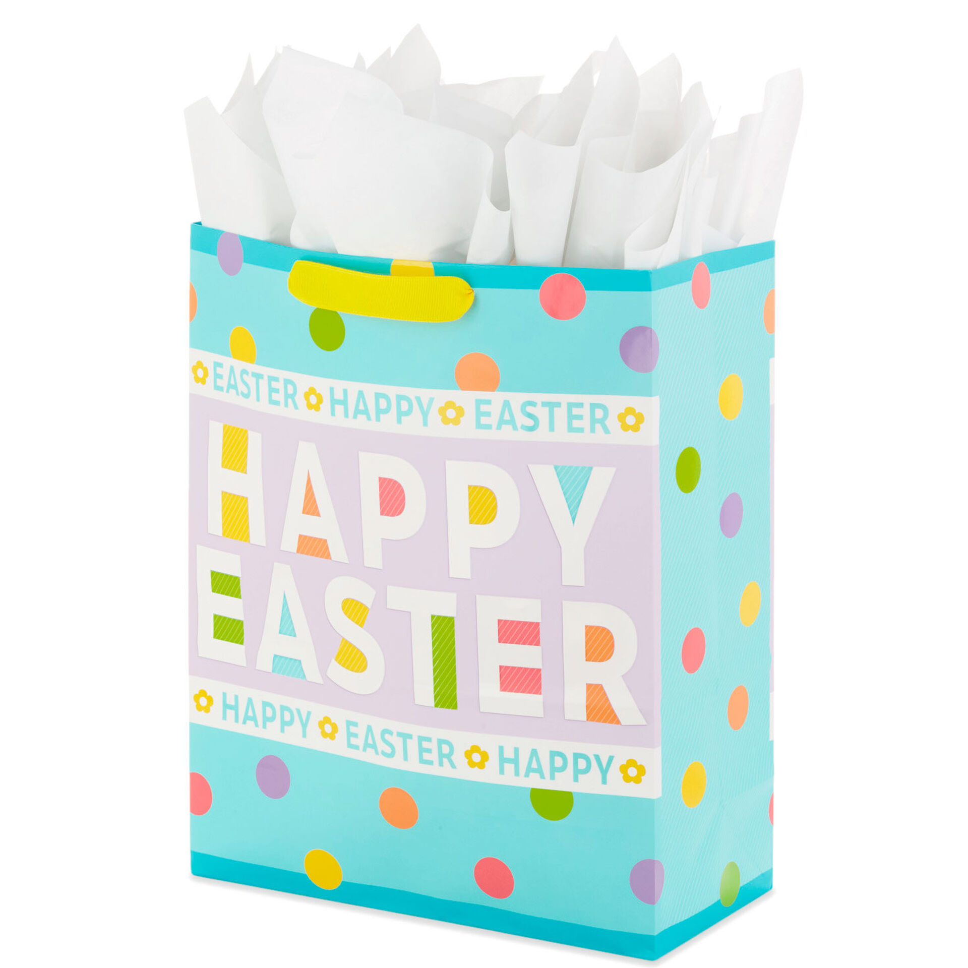 15.5" Polka Dots ExtraLarge Easter Gift Bag With Tissue Gift Bags