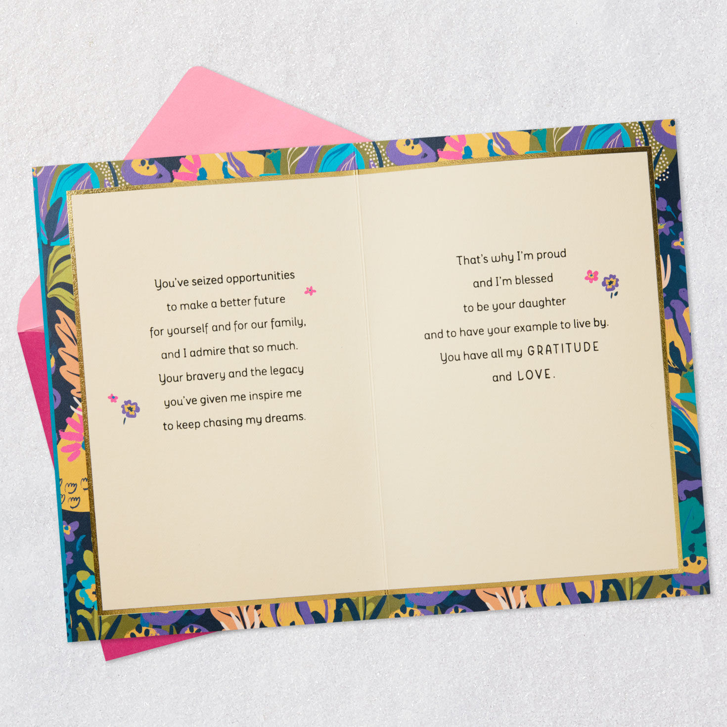 Bright Flowers Mom Mother's Day Card From Daughter Open card with envelope image number 4