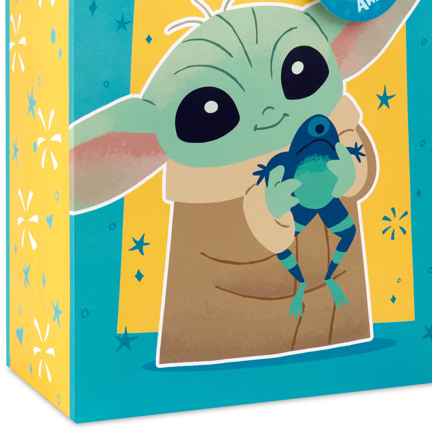 Grogu With Sorgan Frog on Blue Large Gift Bag Base/Side Detail image number 5