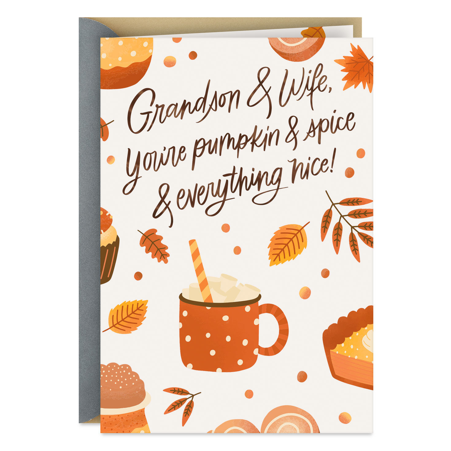 Filled Up on Love Thanksgiving Card for Grandson and Wife