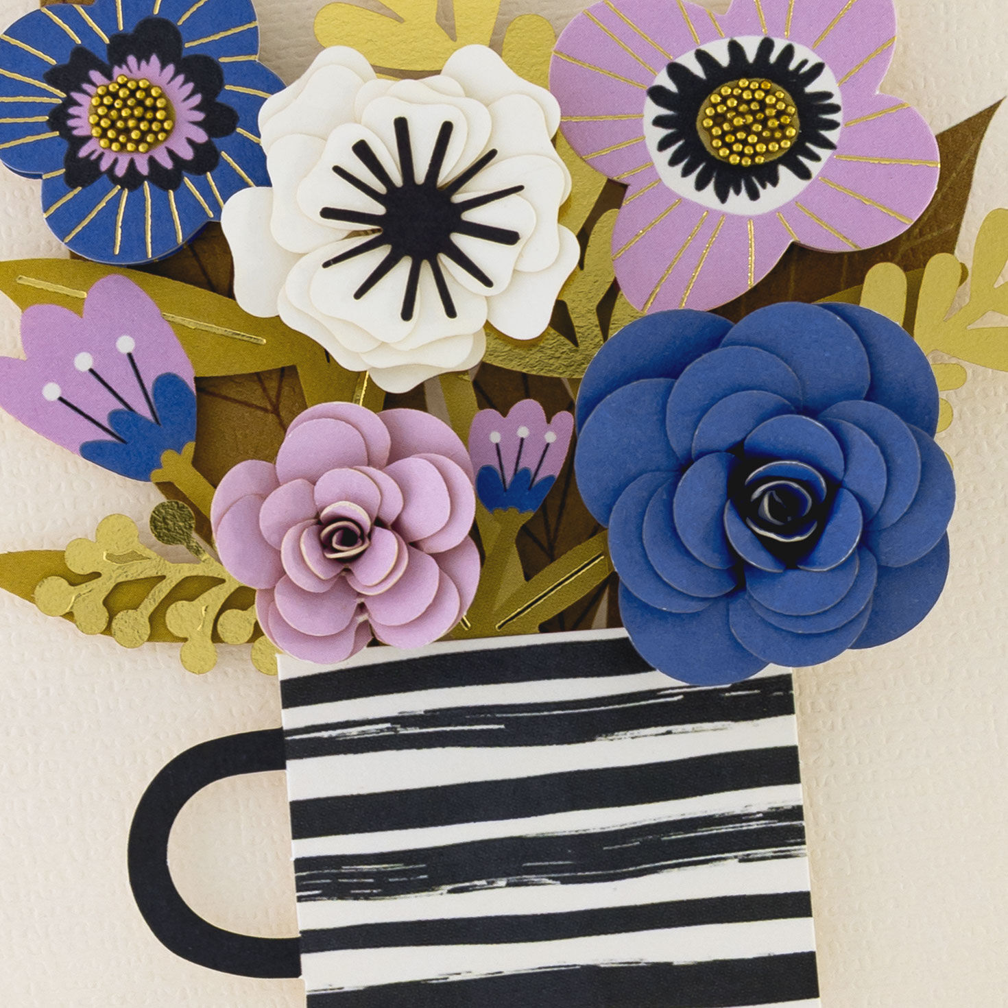 Flowers in Striped Mug Mother's Day Card Card Front Detail image number 4