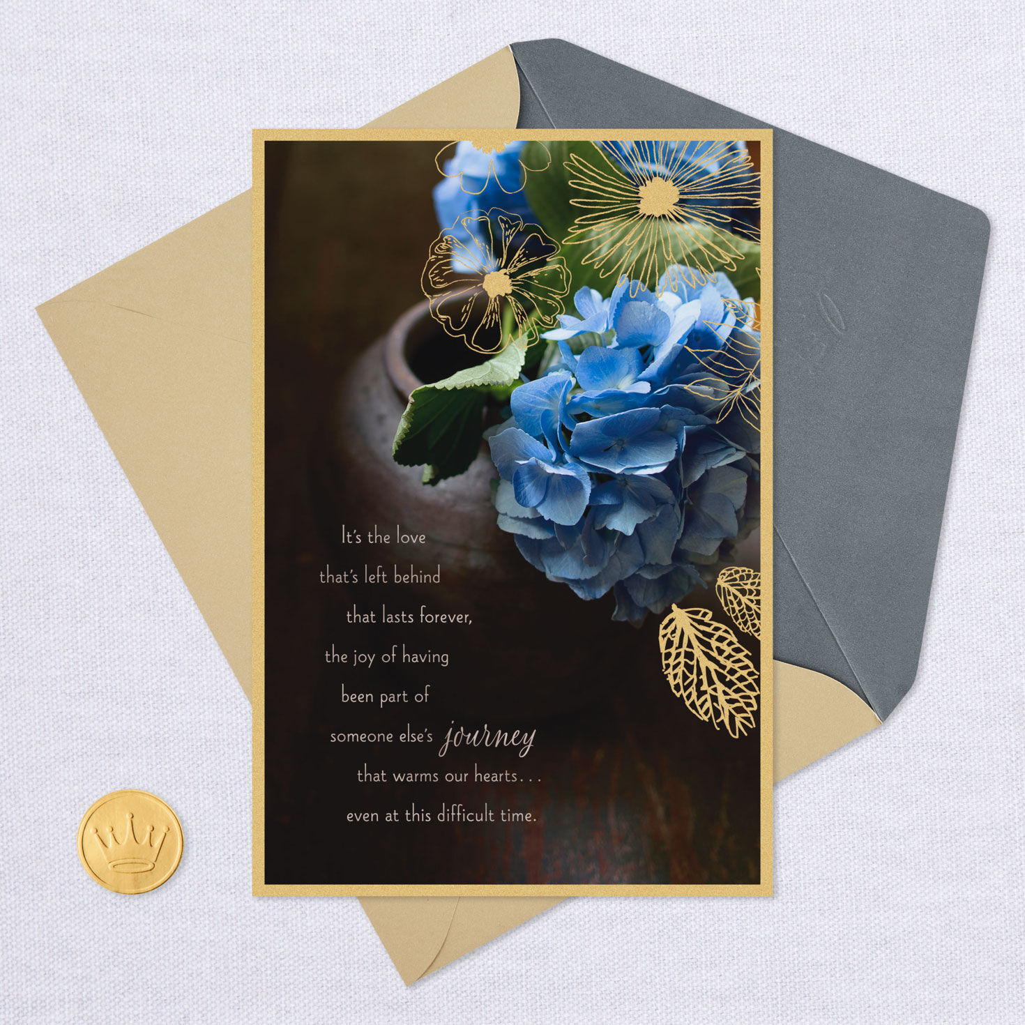 Love Lasts Forever Blue Hydrangea in Vase Sympathy Card for only USD 2.99 | Hallmark