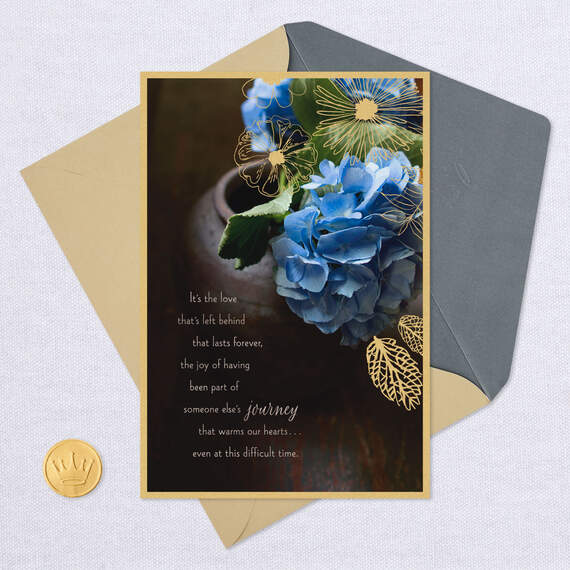 Love Lasts Forever Blue Hydrangea in Vase Sympathy Card, , large image number 5
