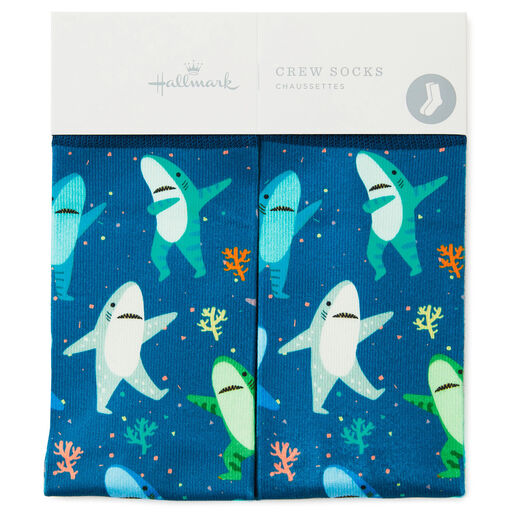 Dancing Sharks Fun Crew Socks, 