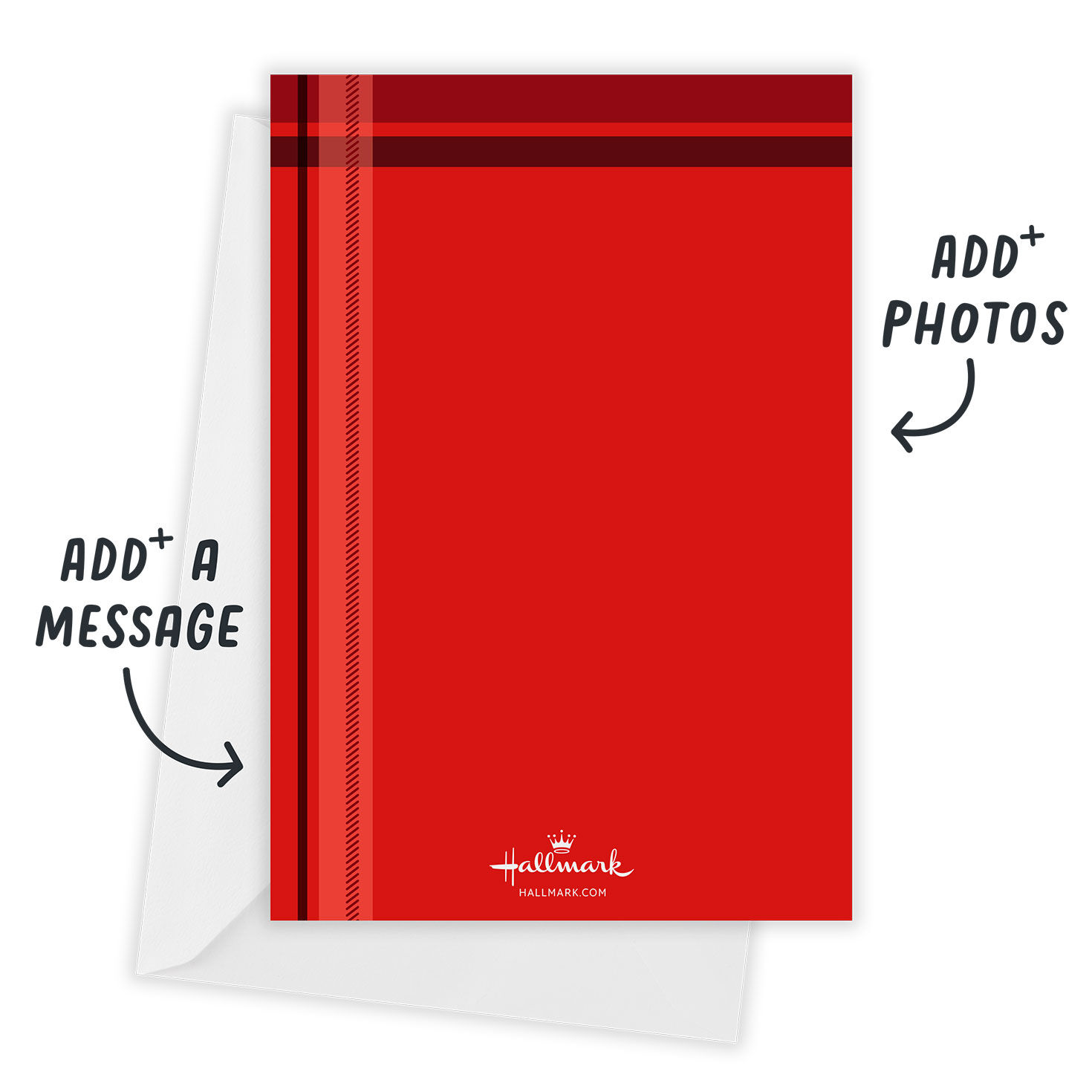 Red Plaid Personalized Christmas Photo Card Open back with Envelope indicating personalization image number 3