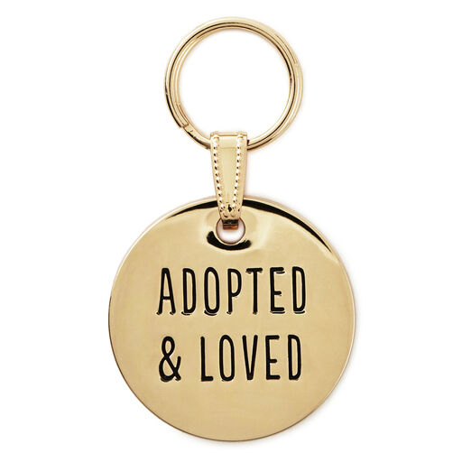 Adopted & Loved Gold Metal Circle Dog Tag, 