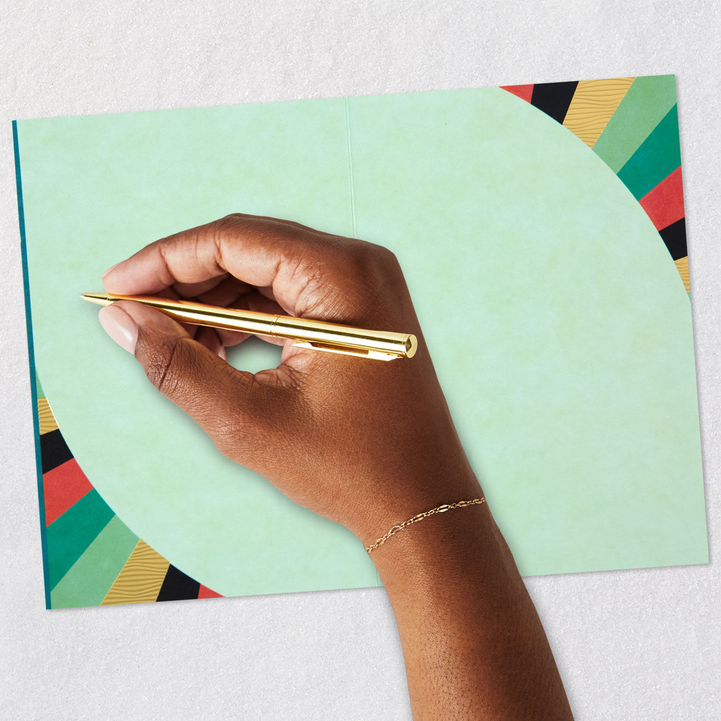 Patchwork Rainbow and Rays Blank Card Signing card image number 5