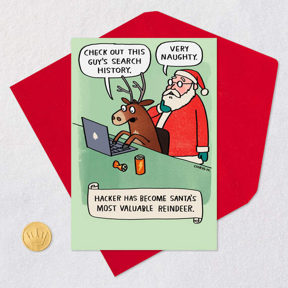 Hacker the Reindeer Funny Christmas Card, , large image number 5
