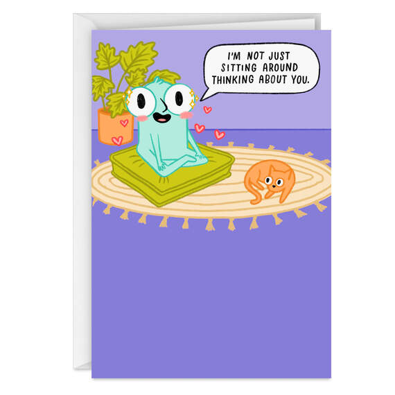 Not Just Sitting Around Thinking of You Love Card, , large image number 1