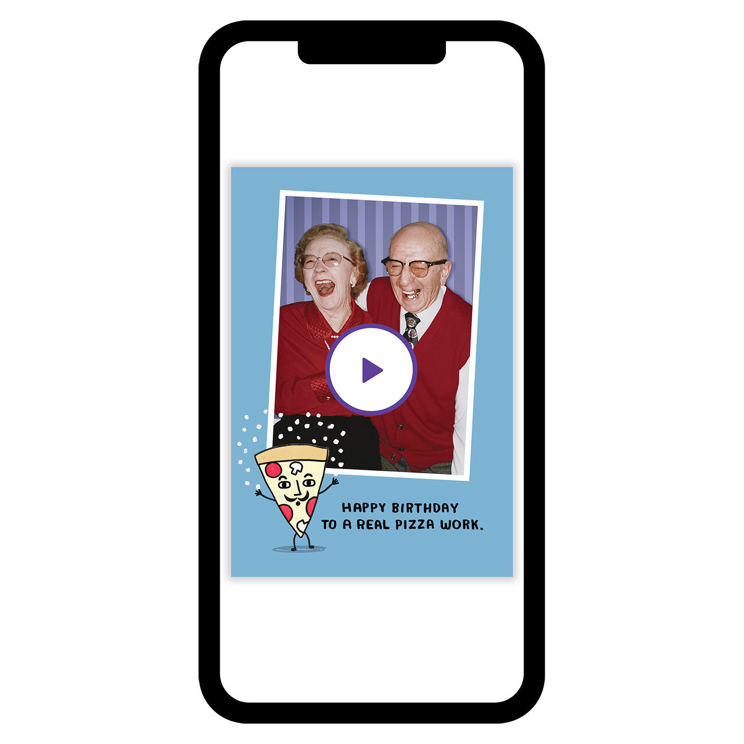 Old People Photo Pizza Personalized Birthday Card phone with card front image number 1