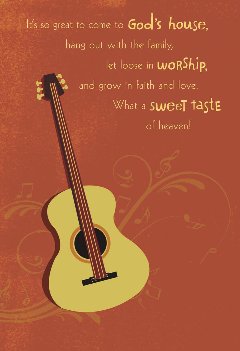 Guitar and Musical Notes Pastor Appreciation Card
