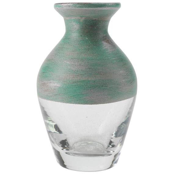Small Green Painted Glass Vase, 4", , large image number 1