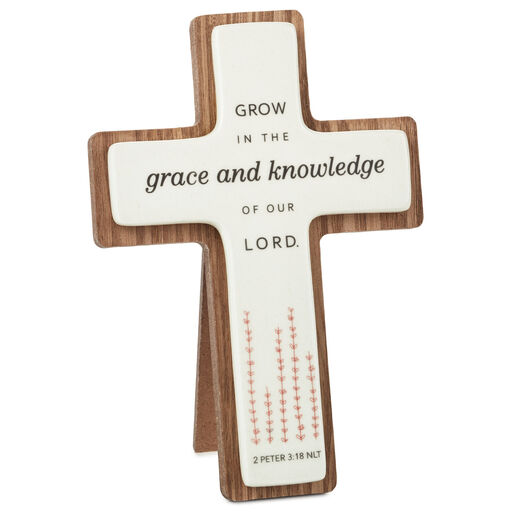 Grow With Our Lord Wood and Ceramic Cross, 7", 