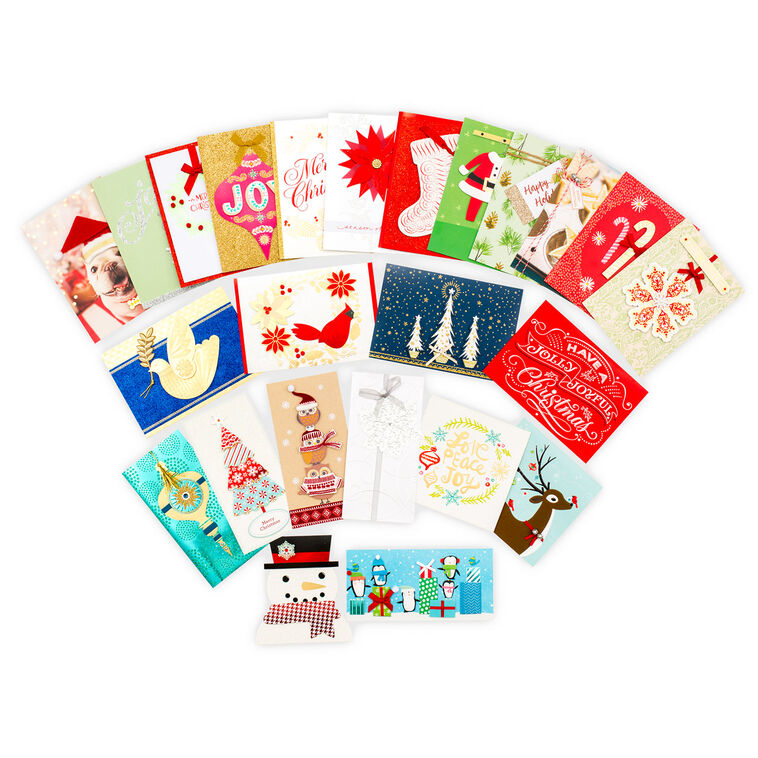 Handcrafted Holidays Assorted Christmas Cards in Designed Box, Pack of 24