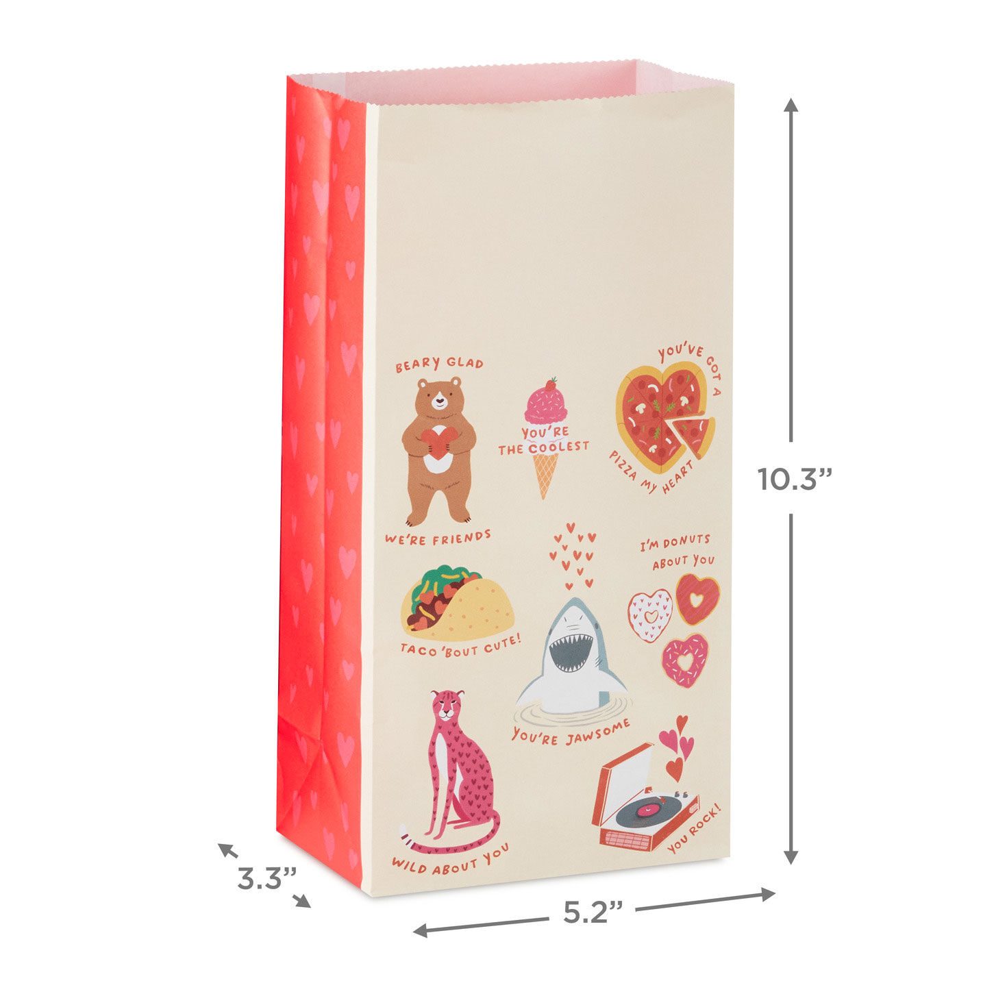 Happy Heart Day Paper Treat Sacks With Stickers measurement image number 3