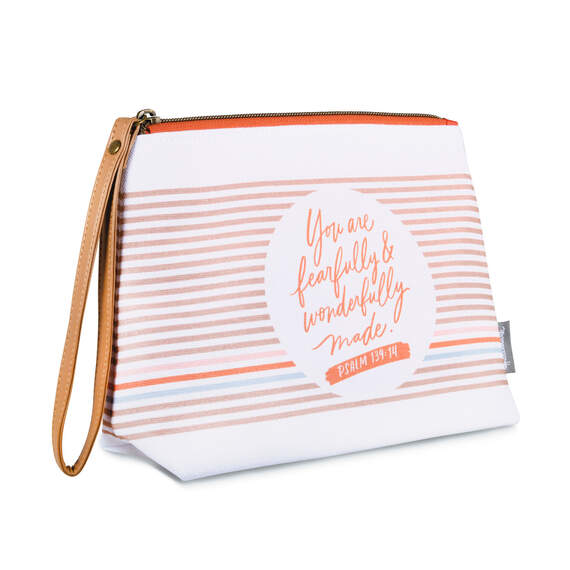 Wonderfully Made Striped Canvas Pouch With Wrist Strap