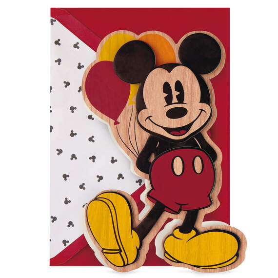Disney Mickey Mouse Make a Wish Wooden Birthday Card, , large image number 1