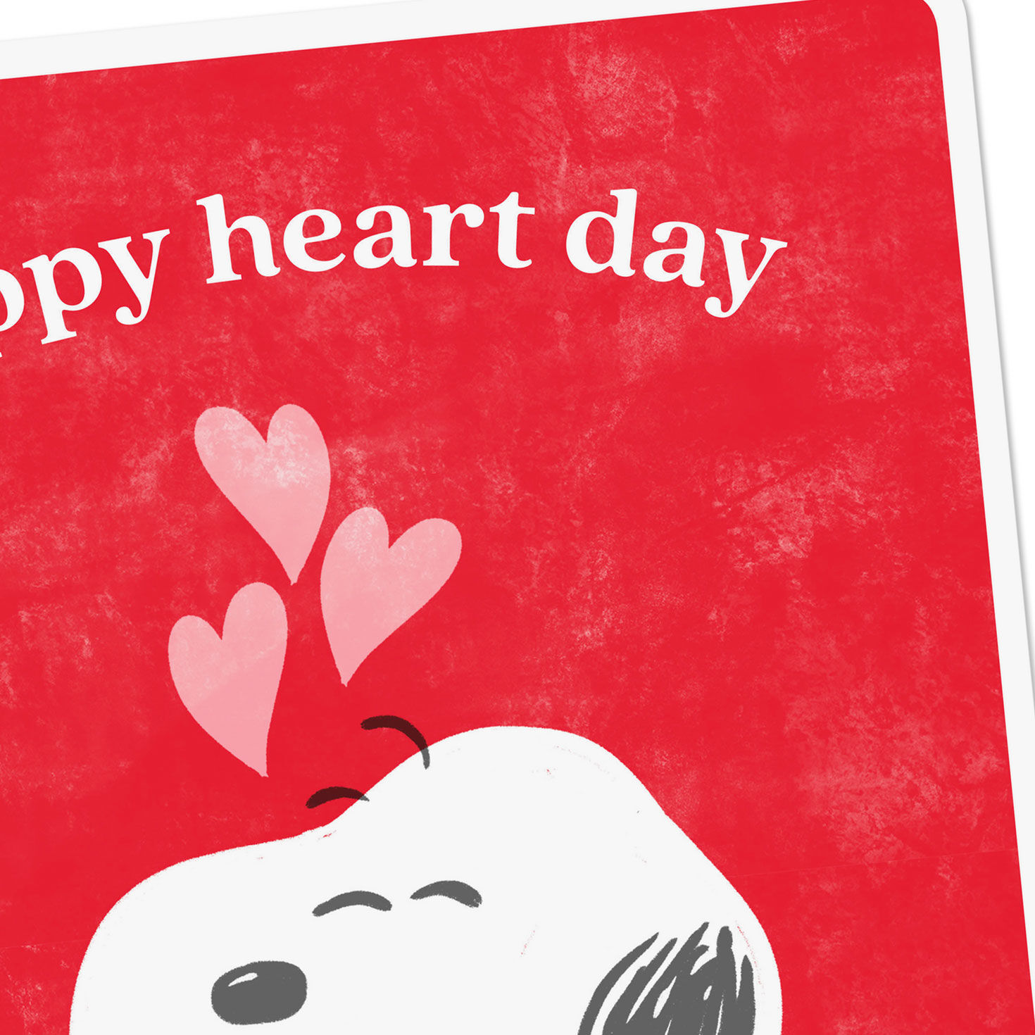 Snoopy Hugging Woodstock Red and Pink Valentine's Day Card Card Front Detail image number 4